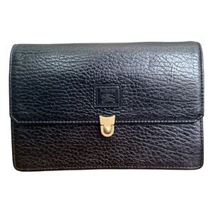 Burberry Textured Black Leather Clutch Bag with Wrist Strap